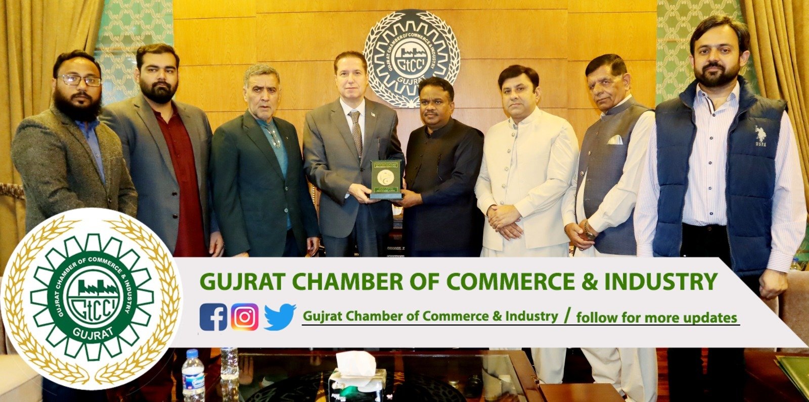 Gujrat Chamber of Commerce & Industry Hosts His Excellency Mr. Brahim Romani, #Ambassador of #Algeria to #Pakistan. A formal meeting session was convened, chaired by Mr. Muhammad Asad Bhatti, #Senior_Vice_President of GtCCI.