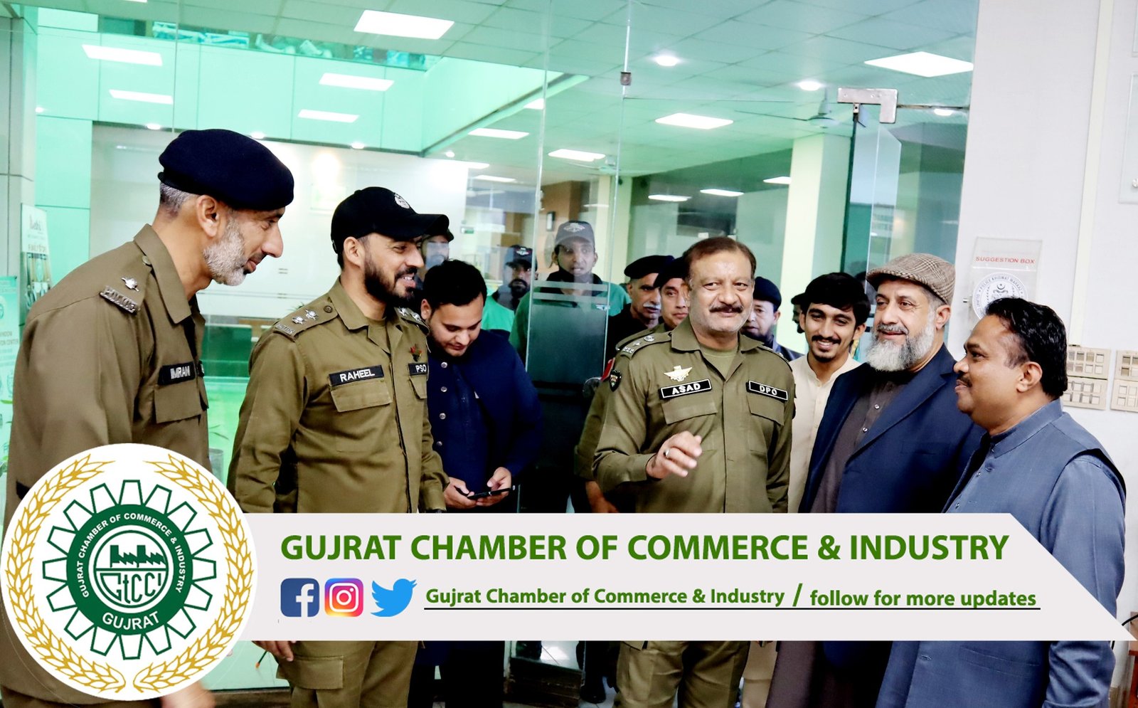 #DPO #Gujrat Mr. Syed Asad Muzaffar visited Gujrat Chamber of Commerce & Industry and attended a #meeting #session with #BusinessCommunity of #Gujrat. The meeting was #chaired by Mr. Choudhary Muhammad Asad Bhatti #SeniorVicePresident #GtCCI and on the #occasion Mr. Haji Nasir Mehmood #GroupLeader #ShaheenGroup, #ExecutiveCommittee members and #FormerPresidents were also present.