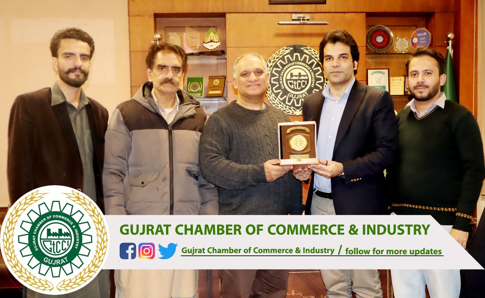 Mr. Aftab Moman #ITProgram #Manager, #DigitalBanking #LloydsBankingGroup, #London, Mr. Asad Ch, and Mr. Ali Ch #visited #GujratCahmberofCommerceandIndustry. Mr. Sikander Ishfaq Razi #President #GtCCI along Mr. Muhammad Usman Khalid #AdditionalSecretary gave them a tour of #GujratChamber of Commerce & Industry, showed them different #departments of #GujratChamber and also elaborated  them the working of #GujratChamber.