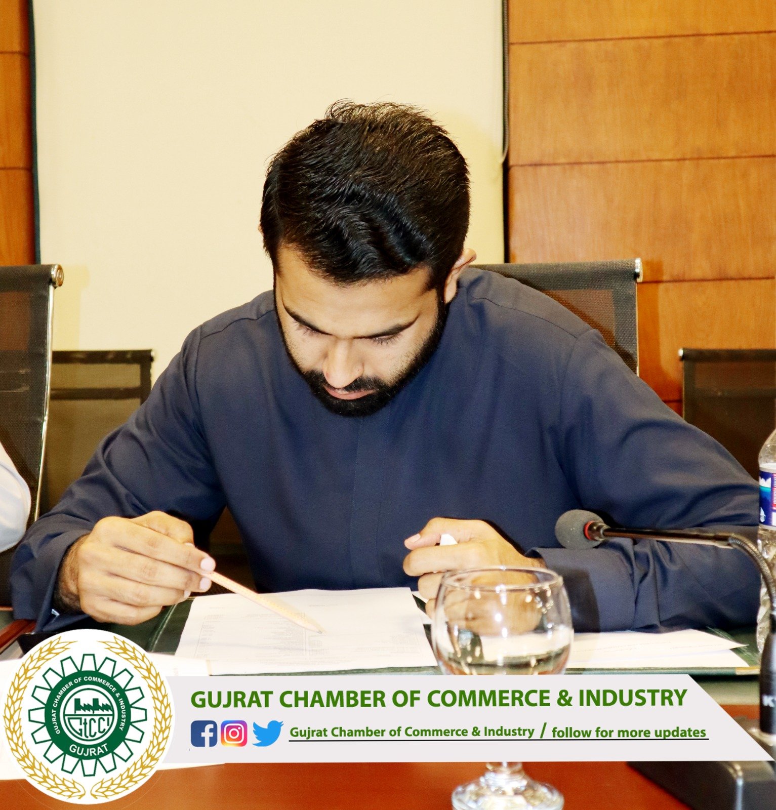 The #21st #Executive_Body Meeting of Gujrat Chamber of Commerce & Industry was held under the presidency of Mr. Sikander Ishfaq Razi #President #GtCCI along with Mr. Ch. Muhammad Asad Bhatti #SVP. Mr. Muhammad Masoom Qamar #VP #GtCCI . In the meeting, previous proceedings and accounts were approved and other agenda points were discussed.